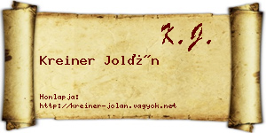 Kreiner Jolán névjegykártya