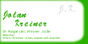 jolan kreiner business card